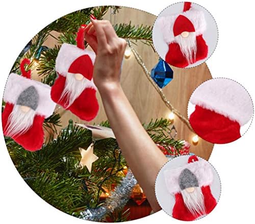 Pretyzoom 4 pcs מיני גרבי חג מולד עם שקית מתנה של גנום ממתנה כרטיסי מתנה של סנטה מחזיקי כלי כסף לקישוטים לעץ חג המולד קישוטים