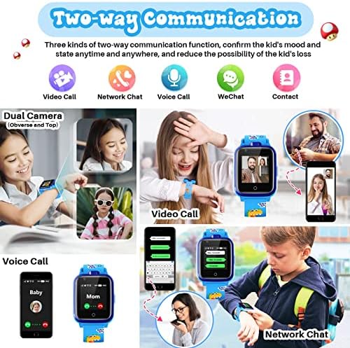 LiveGo שעון חכם לילדים עם כרטיס SIM, שעון Tracker GPS, שעון חכם 4G עם מצלמה כפולה, דו כיווני קול ווידאו שיחת וידאו