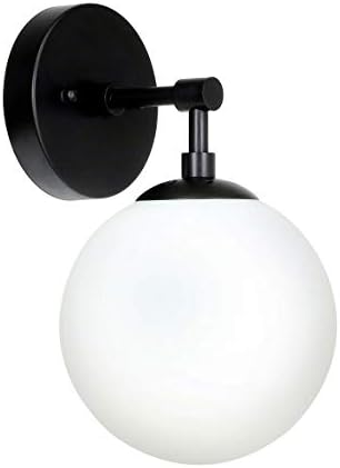 אור קיר תאורת שינביי 1 אור פמוט קיר וינטג ' עם זכוכית גלובוס, אור יהירות אמבטיה בשחור מט לחדר אמבטיה וחדר