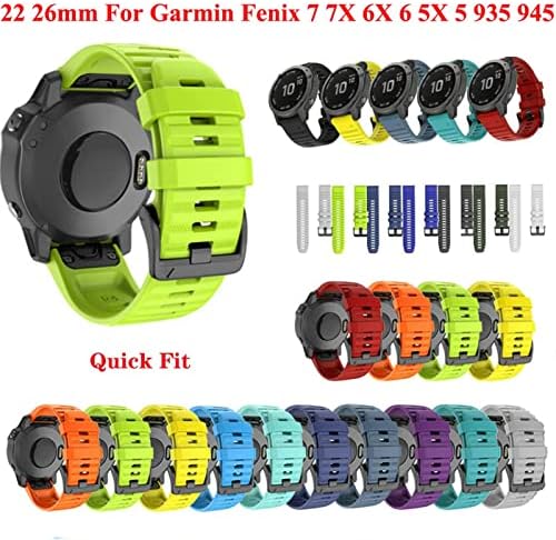 TTUCFA 26 20 22 ממ סיליקון מהיר מהיר רצועת שעון רצועת רצועת Garmin Fenix ​​7x 6x Watch EasyFit Strap Strap Strap