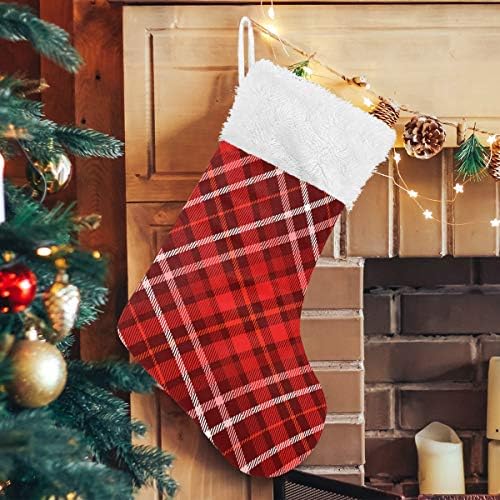 דפוס משובץ של פימילאגו בגרבי חג המולד ורוד ולבן אדום בורדו לבן 1 חבילה 17.7 , גרביים תלויים לקישוט חג המולד