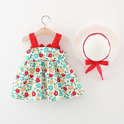 שמלת קיץ של Lcziwo תינוקת חג שמלת חג הוואי + כובע קש פעוט בנות Sundrows