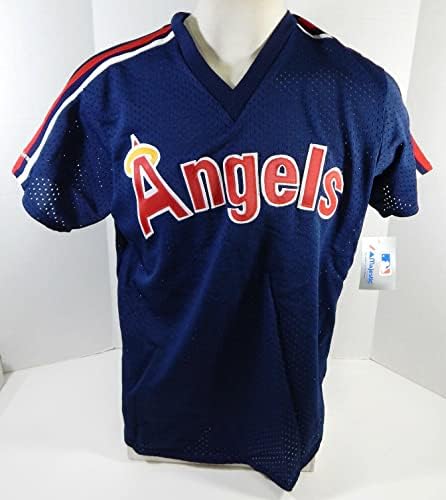 1983-90 מלאכים בקליפורניה משחק ריק הונפק תרגול חבטות כחול ג'רזי XL 671 - משחק משומש גופיות MLB