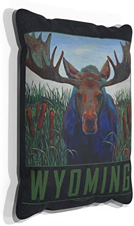 Wyoming Bull Moose Canvas זורק כרית לספה או לספה בבית ובמשרד מציור שמן מאת האמן קארי לר 13 x 19.