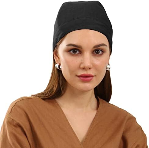 Amazhiyu פשתן טהור כובע גולגולת בנדנה לנשים עוטף ראש כובעי כפה קיץ
