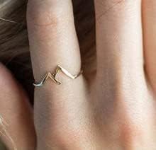 2023 חדש טבעי הרי טבעות פשוט רטרו הרי סדרת מתכוונן טבעת חדשה טבעת זהב מצופה תכשיטי טבעת נשים מתכוונן טבעת תכשיטי נוער