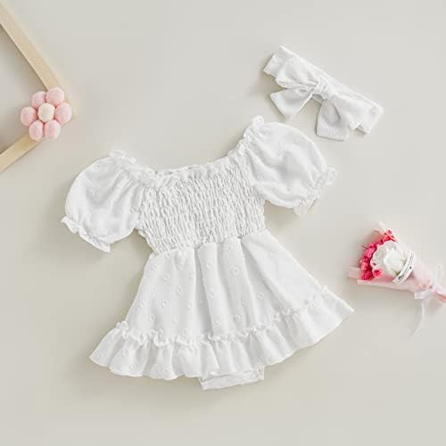 תינוקות תינוקות בנות קיץ פרוע רומפר שמלת שיפון נקודה שרוול קצר