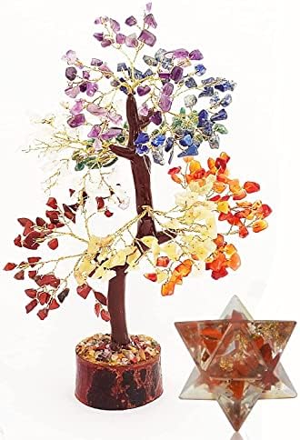 Sharvgun Seven Chakra Tree Feng Shui Bonsai Crystal מזל טוב עץ עץ עושר ושגשוג מתנה רוחנית ומתנה אדומה ג'ספר