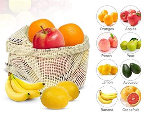מארגן שקית אחסון שקיות רשת לשימוש חוזר כותנה אחסון טבעי תוצרת ירקות אורגנית מטבח פירות פירות ， סט אוכל וכף בר