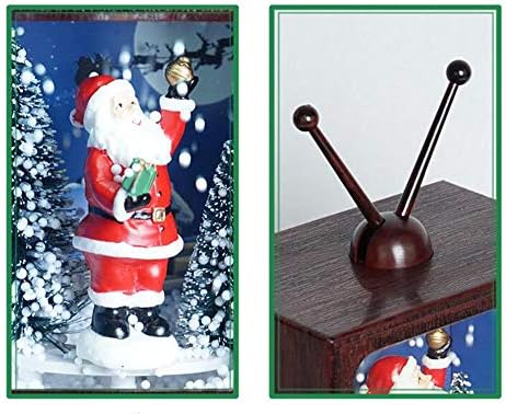 קופסה מוזיקלית של גלובוס שלג רטרו חג המולד עם אור, צורת טלוויזיה קישוט חג המולד עם USB ומופעלת על סוללות לקישוט הבית