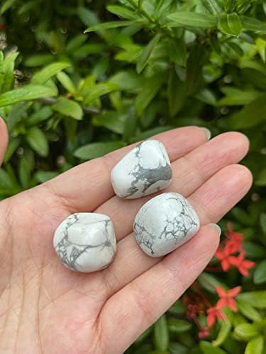 3 PCs אבן חוטית לבנה, אבן נלהבת, 0.75 -1 אבן Howlite לבנה - אבני גולמיות טבעיות גביש להתנפנפות, לובש, סלעי מזרקה, קישוט, עטיפת