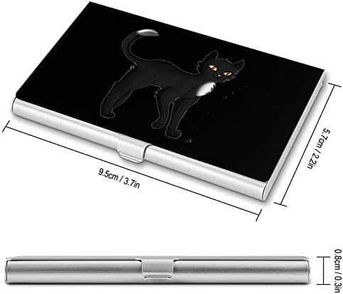 שחור חתול לוחם כרטיס ביקור מחזיק מתכת כיס כרטיס ביקור מקרה אישית כרטיס ארנק לגברים נשים
