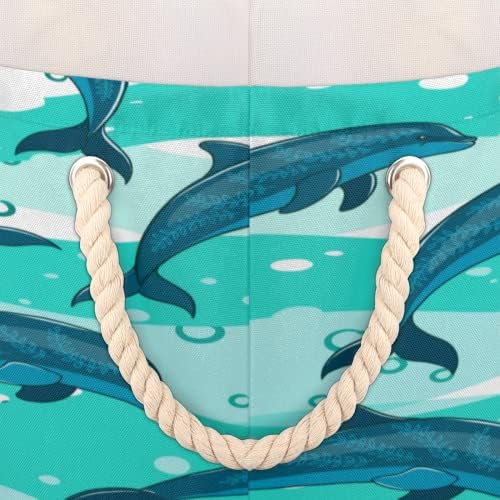 דולפינים חיים ימיים סלים עגולים גדולים לאחסון סלי כביסה עם ידיות סל אחסון שמיכה למדפי אמבטיה פחים לארגון ילדת פטיש של
