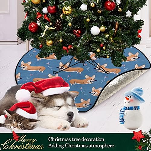 מחצלת עץ חג המולד Visesunny Corgi כלב ועץ פרפר מעמד מחצלת מגן רצפה סופג עץ עץ מחצלת מגש להגנה על רצפה סתיו חורף חג ההודיה