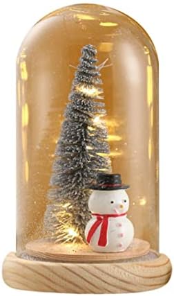 קישוטי עץ חג המולד מיני עץ חג המולד מיניאטורה בכיפת זכוכית עם אורות LED לחג המולד של מסיבת מלאכה לחג המולד קישוטים זכוכית