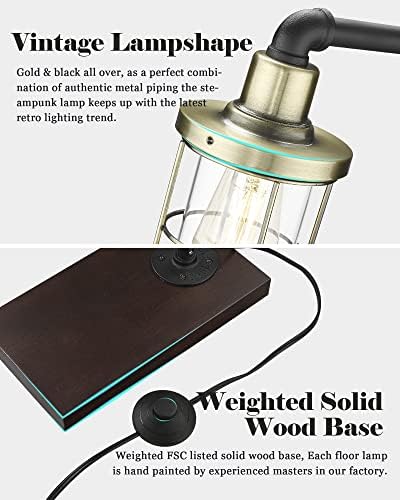 מנורת שולחן מודרנית של אליונה ומנורת רצפה תעשייתית, מנורת משרד Steampunk צינור מתכת צינור מתכת, מנורת שולחן ליד המיטה