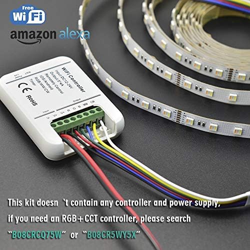 24VDC RGB+CCT 5 שבבים ב 1 נוריות LED סופר בהירות אורות LED גמישים, High CRI 85 שינוי צבע+הניתן לכיוון לבן ללא מים 5050 RGBWW