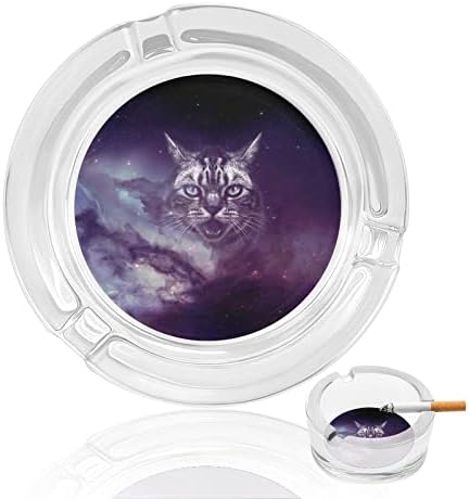 גלקסי חתול פנים פנים סיגריות מזכוכית מאפרות מחזיק עישון עגול מגש אפר למלון שולחן מלון קישוט עליון