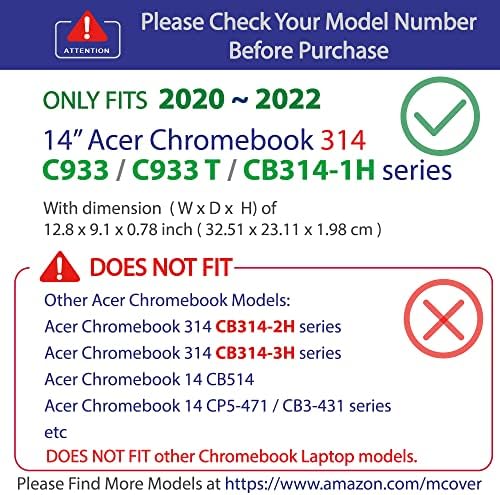 מארז McOver תואם לשנת 2020 ~ 2022 14 Acer Chromebook 314 CB314-1H / C933 / C933T מחשב מחשב מחשב בלבד - אקווה