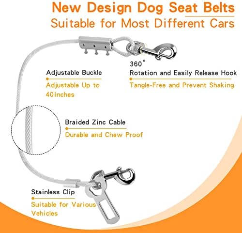 כלב חגורת בטיחות מתכוונן כלב רכב לרתום ללא ללעוס איפוק כלב חגורת בטיחות בטיחות מצופה חוט כלב חגורת בטיחות לקשור כבל עם כפול