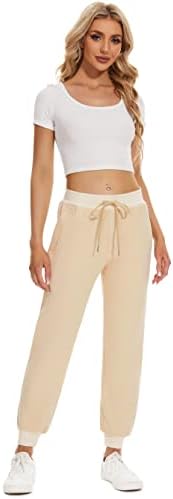 מכנסי טרנינג סופר -חמים של נשים סופר -חמות מרופדות מכנסי טרנינג אתלטים מכנסיים צמר עם כיסי רוכסן