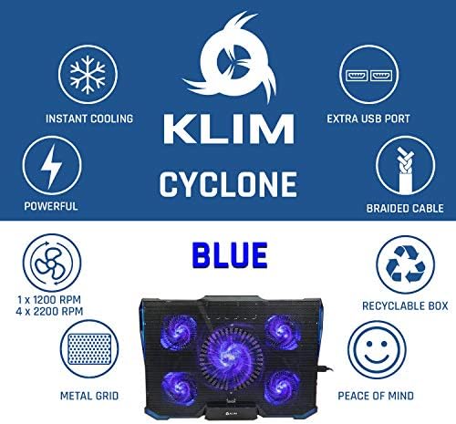כרית קירור של מחשב נייד של Klim Cyclone עם 5 מאווררים שקטים - 2023 חדש - כרית קירור מחשב נייד למשחקים - מעמד מחשב