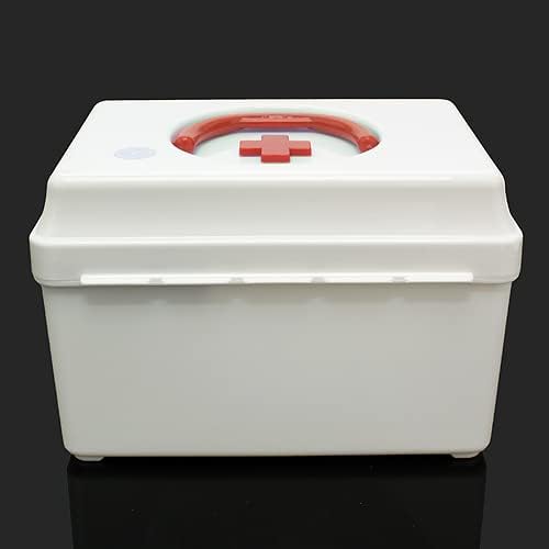 Muellery תיבת עזרה ראשונה אחסון פלסטיק מארגן קופסאות רפואת משפחה עם מכסה נעילה 6.9x4.9x4.7 אינץ 'אדום TPZB06669RED