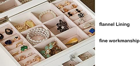 ארגון תכשיטים עץ תכשיטים מארגן תכשיטים אחסון גדול 6 שכבות 5 מגירות עם מראה מארגן תכשיטים