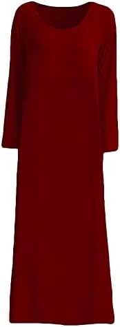 שמלת שמלה מזדמנת של נשים שרוול ארוך שמלת צוואר צוואר ספנדקס מקסי פלוס גודל שמלת סתיו קיץ בסיסית 2023 בגדים Q9