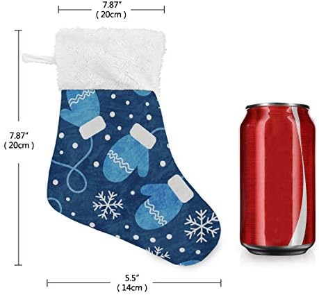 גרבי חג המולד של Alaza וינטג 'חורף כפפות כחולות פתיתי שלג קלאסיות קלאסיות קישוטי גרב קטנים להתאמה אישית לעיצוב