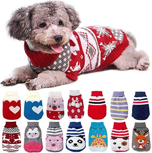 חם כלב בגדים עבור קטן בינוני כלבים סרוג חתול סוודר לחיות מחמד בגדי עבור בולדוג גור תלבושות מעיל חורף אדום פס