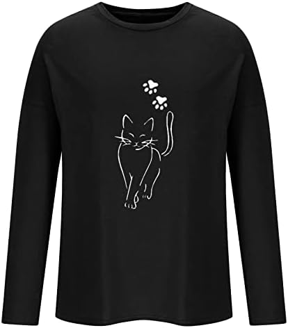 חולצה חולצת טי עבור גברת קיץ סתיו 2023 אופנה ארוך שרוול כותנה צווארון עגול גרפי בעלי החיים קוספליי רופף בכושר