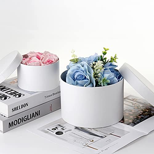 קופסאות מתנה עגולות עגולות עם מכסים למתנות קופסאות פרחים עגולות לבנות לסידורים 4 חבילות קננות קופסאות מתנה עם מכסים