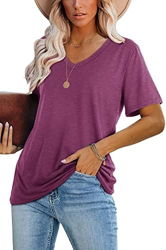 חולצות נשים חולצות מזדמנים שרוול קצר בצבע אחיד חולצה בסיסית