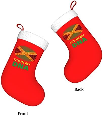 Cutedwarf Jamaican זה ב- DNA שלי Christma Stockings קישוטי עץ חג המולד גרבי חג המולד לחג המולד מתנות למסיבות חג 18 אינץ