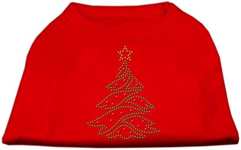 עץ חג המולד של מיראז 'חיית מחמד ריינסטון חולצת כלבים אדומה של פוליקוטון גדול