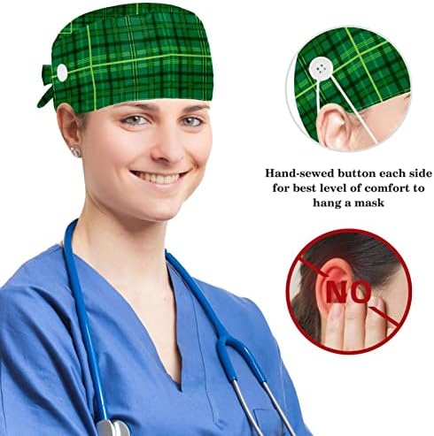 פטריקס כובע נשים של עבודה כובעי עם כפתורים וסרט זיעה, מתכוונן כירורגית כובע