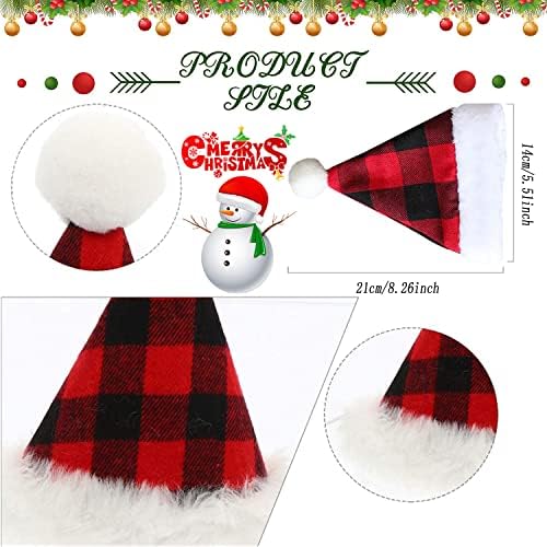 2 יח 'כובע חג המולד כובע חיות מחמד משובץ כובע סנטה חג המולד קלאסי קלאסי משובץ חיות מחמד כובע כלב קטיפה בד קטיפה לחג המולד אביזרים