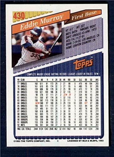 1993 Topps 430 אדי מוריי NM-MT ניו יורק מטס בייסבול