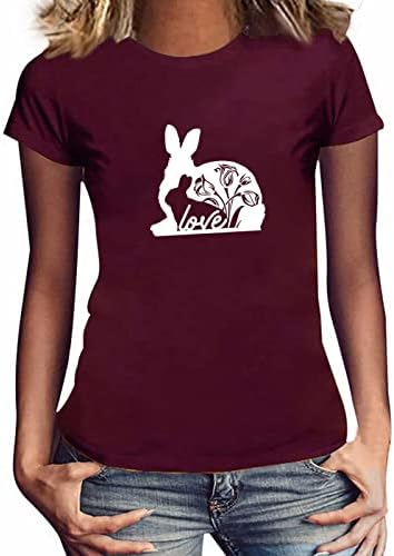 חולצת טי קיץ לנשים חולצת טס חולצות שרוול קצר חולצות ארנב ארנב חמוד טי גרפי אמונה טי טיי מזדמן