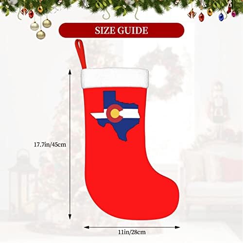 QG ZZX טקסס מתאר דגל קולורדו דגל חג המולד גרבי חג המולד גרביים אח תלויה גרב 18 אינץ 'קישוט חג