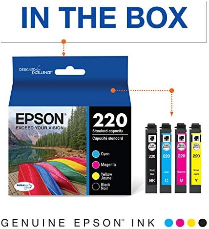 Epson T220120 -BCS Durabrite Ultra Black & Color Combo Pack קיבולת סטנדרטית -Cartridge -ink, Black ו- Color Combo