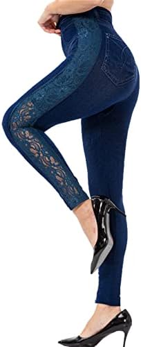 מכנסי יוגה אופנה לנשים ג'ינס אלסטי חותלות פס תרמי הדפס חיקוי ג'ינס חותלות טייץ