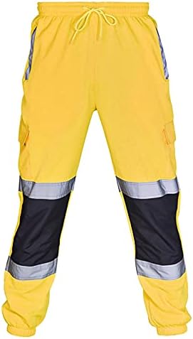 Lcziwo גברים נראות גבוהה מכנסי עבודות הכביש היי VIS מכנסי קלטת רפלקטיבית אטומה למים מכנסיים בטיחות תנועה