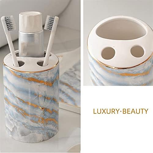 מכשירי סבון ליושופ מכשירי קרמיקה אביזרי אמבטיה קרמיקה - 5 חתיכות סטים אביזרים לאמבטיה - מתקן סבון מברשת שיניים מחזיק