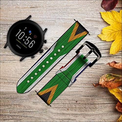 CA0760 דרום אפריקה דגל עור רצועת שעון חכם רצועת רצועה למאובנים חכמים חכמים נייט, קו רוחב HR HR, גודל מכונת
