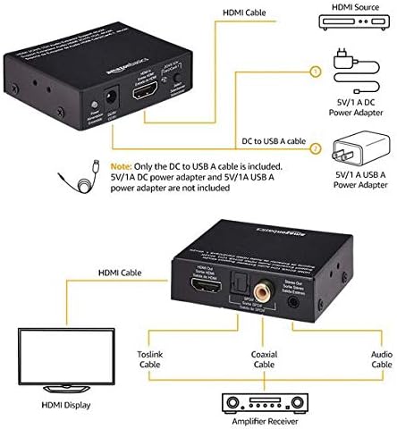 יסודות אמזון 4K HDMI לממיר HDMI ומוצא שמע
