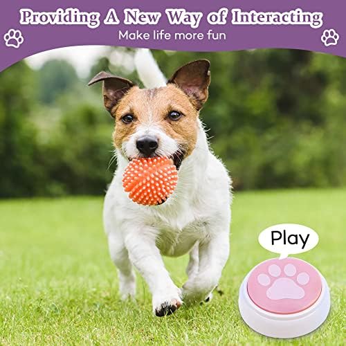 זמזם אימוני דיבור כלבים, כפתורי כלבים לתקשורת עם 4 כפתורים הניתנים להקלטה מדריך לאילוף כלבים, כפתורי שיחה של כלבים קוליים
