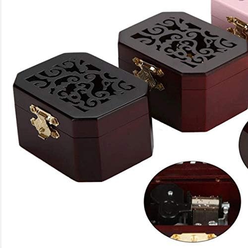 Ylyajy קופסת מוסיקה קלאסית מעץ מגולפת שעון מגולף שעון מתומנת פיתולים ומפנים מתנת קופסא וינטג 'מעודנת