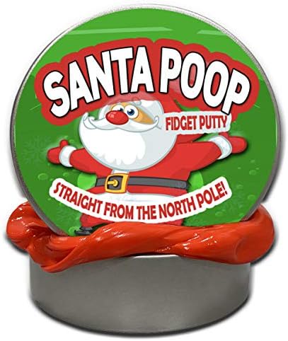 Gears Out Santa Poop Putget Putty - צעצוע לטיפול בהקלה על לחץ לחג המולד לילדים, בני נוער ומבוגרים, אדום, פח מתכת